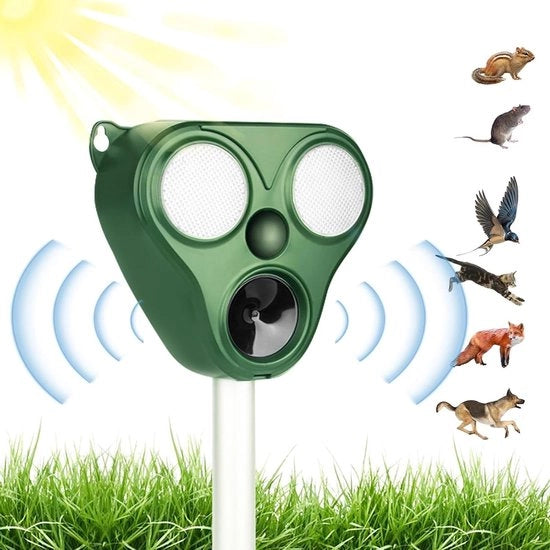 Ultrasuono per spaventare i gatti alimentato da energia solare per animali all'aperto - giardino uccelli cani gatti volpi - 5 modalità regolabili