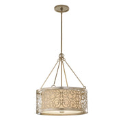 Lampadario Contemporaneo Arabesque Acciaio Foglia Argento Vetro 4 Luci E27