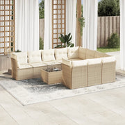 Set Divani da Giardino 11 pz con Cuscini Beige in Polyrattan 3250067