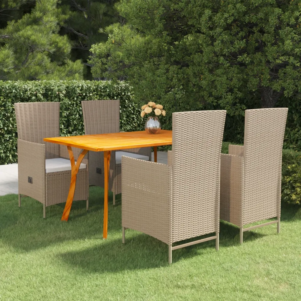 Set Mobili da Pranzo per Giardino 5 pz Beige  cod mxl 46021