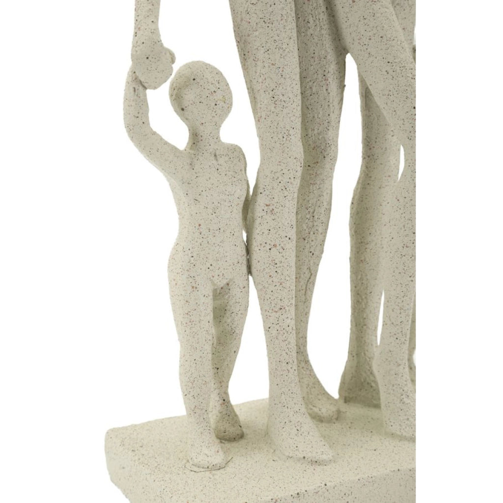 Statuetta famiglia Stons in resina color crema