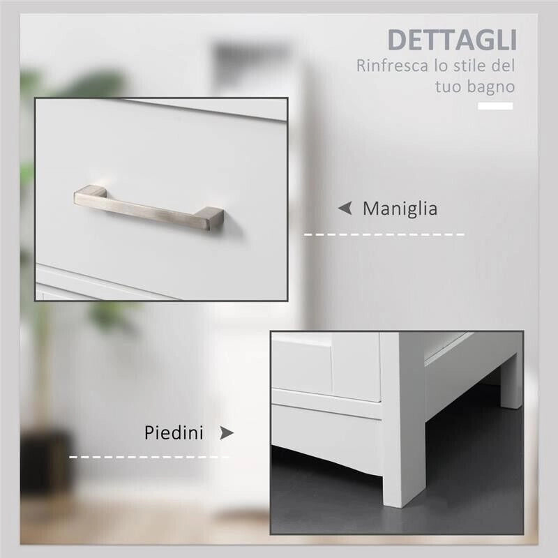 ARMADIETTO BAGNO CON SCAFFALE A 3 LIVELLI 1 CASSETTO E 1 MOBILETTO 34X30X163CM