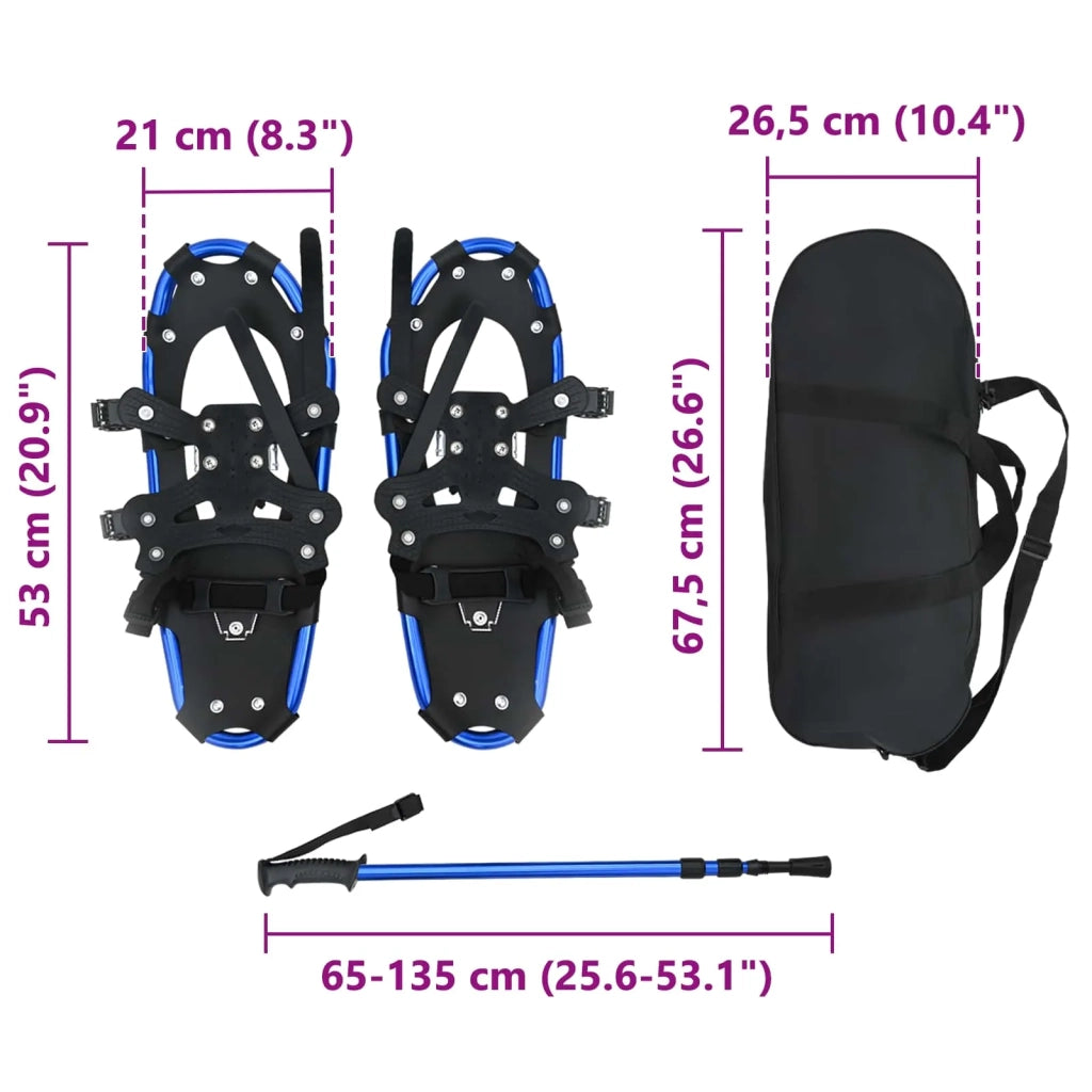 Racchette da neve 3 in 1 con bastoni da trekking Blu e Nero CFW7057388