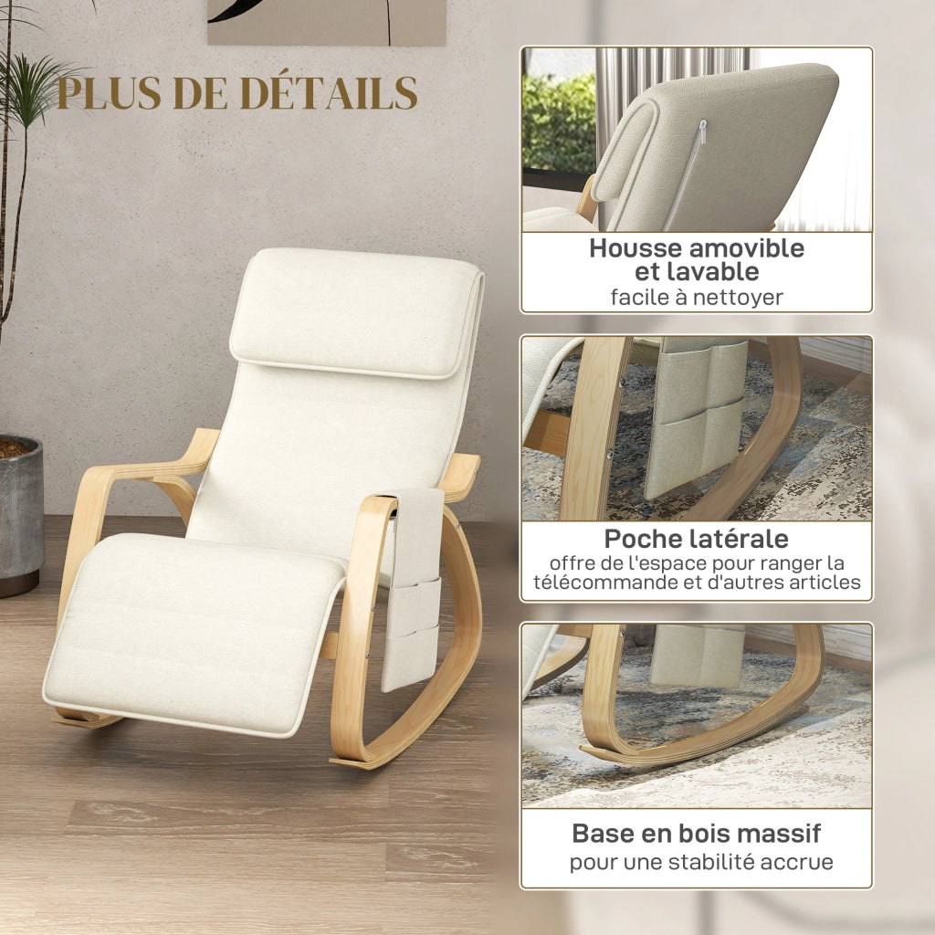 Poltrona Relax Dondolo Massaggiante con Poggiapiedi Regolabile ¨C Minimal ¨C Bianco Crema