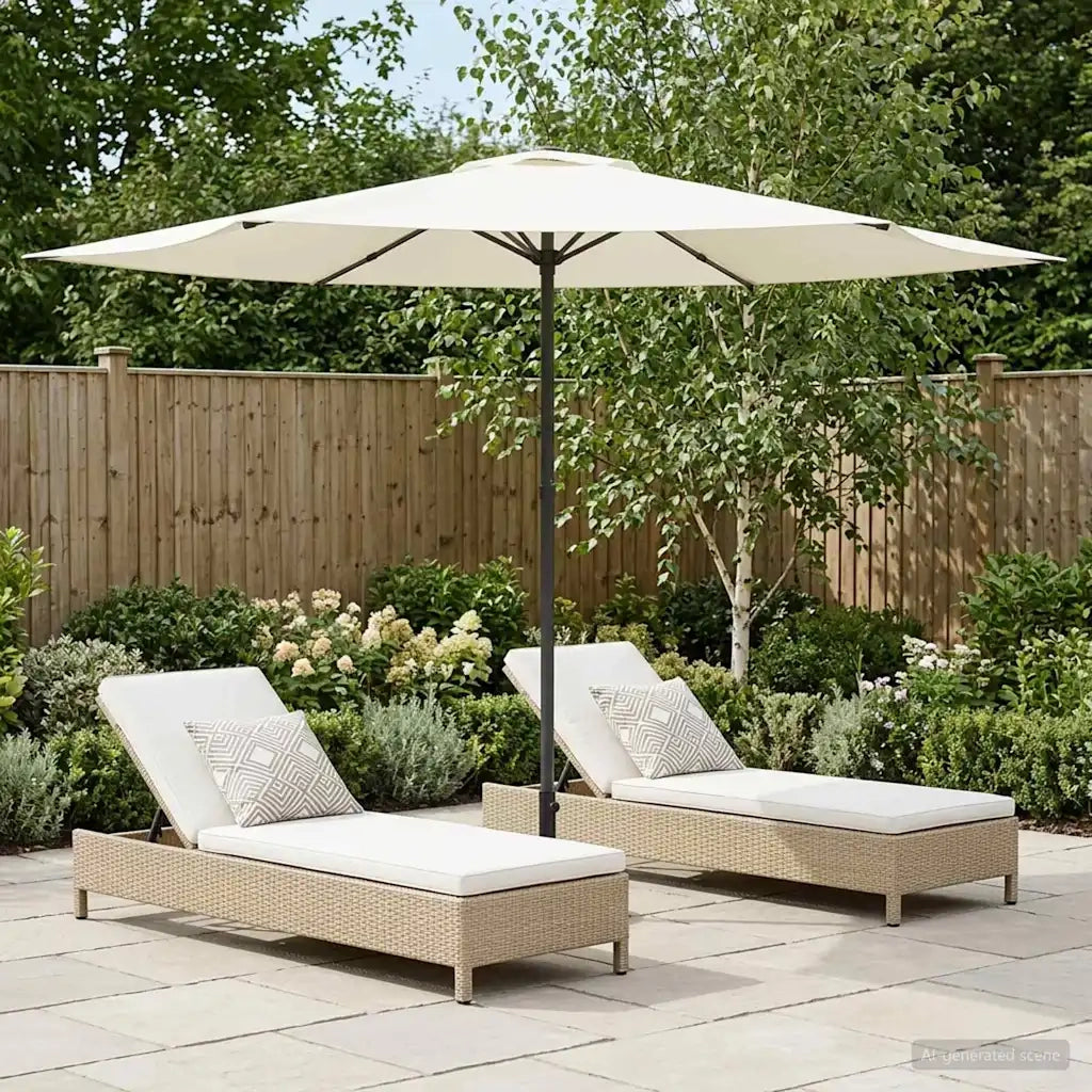 Ombrello da giardino 300 x 300 cm Poliestere Rettangolare Crema 42036195