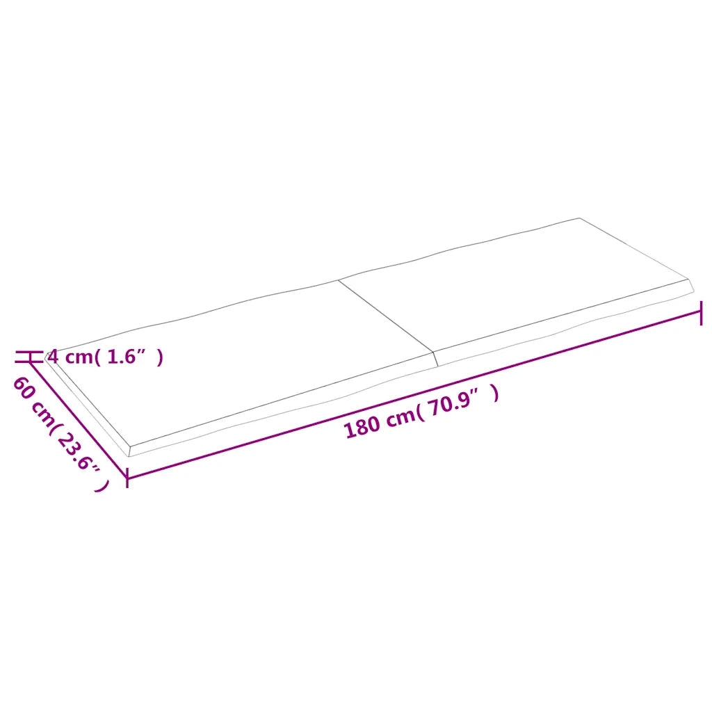 Piano Tavolo Marrone Chiaro 180x60x(2-4) cm Rovere Non Trattato 363978