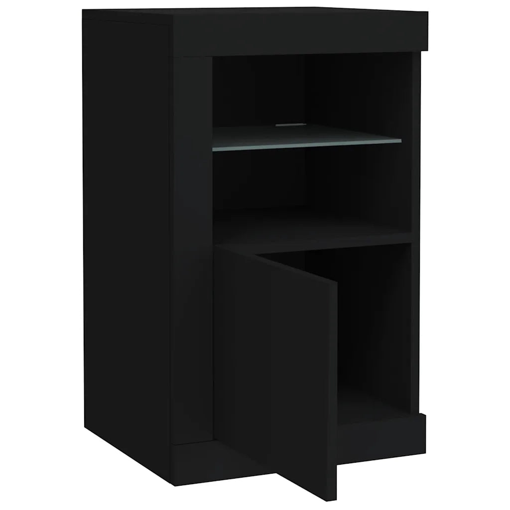 Armadietto con Luci LED Nero in Legno Multistrato 836632