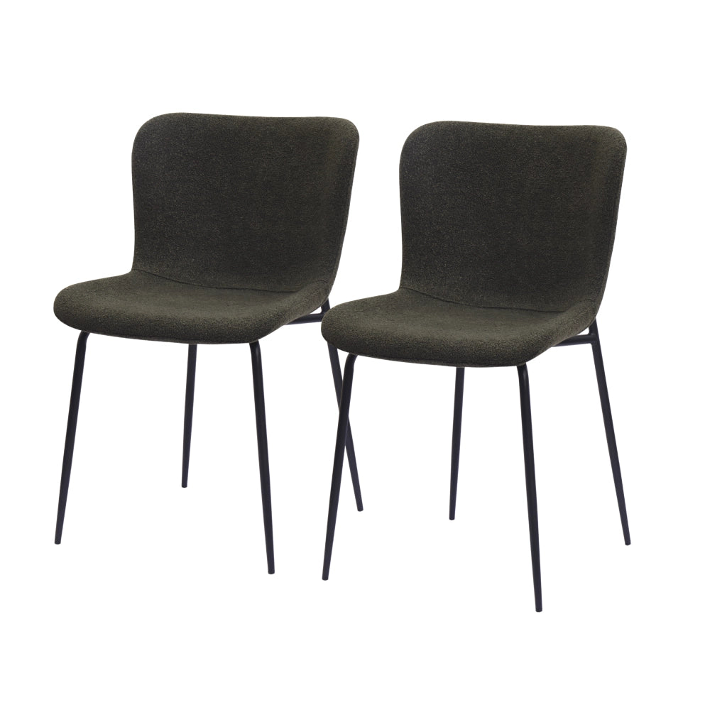Sedia da pranzo Set da 2 con Schienale Alto Arrotondato e Design Ergonomico in Tessuto Verde 68 × 51 × 50 cm