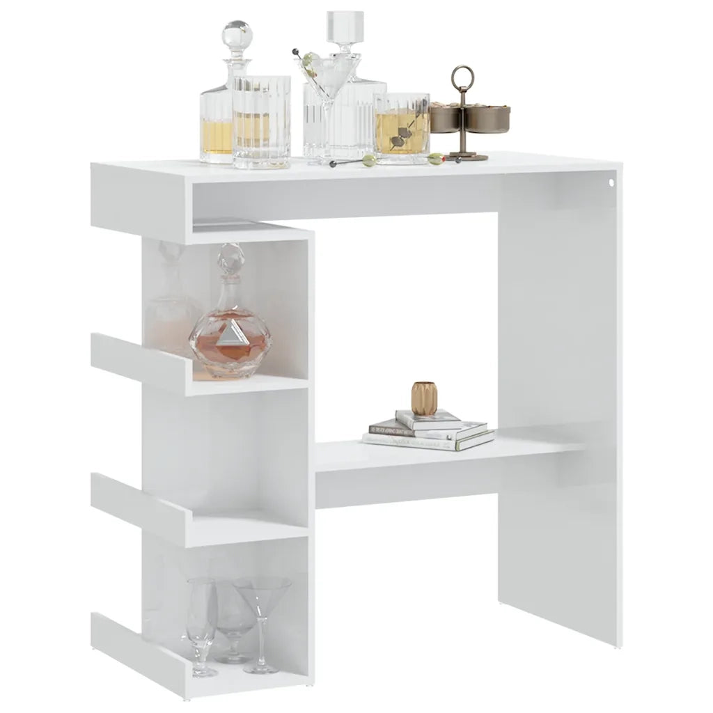 Tavolo da Bar con Ripiani Bianco Lucido 100x50x101,5 cm cod mxl 13263