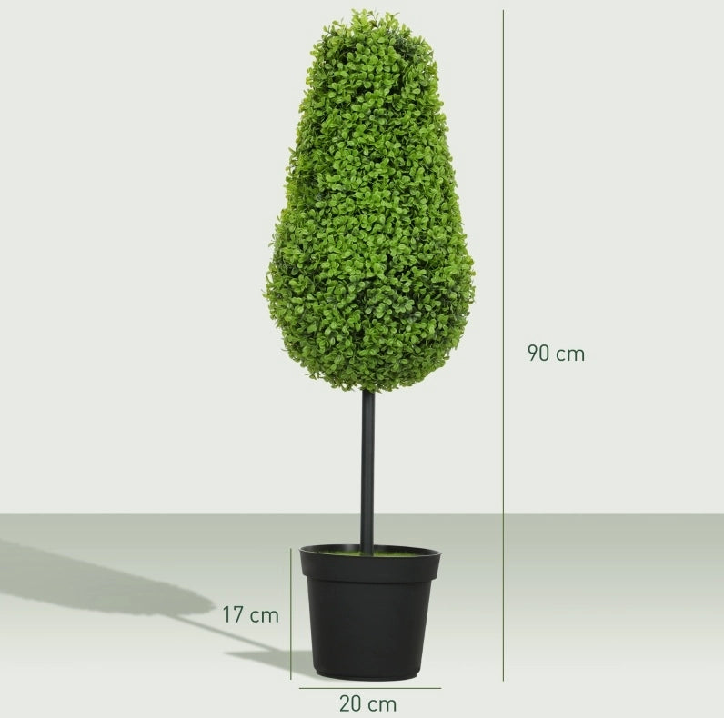 Bosso artificiale set da 2, 90 cm, in plastica verde per interno ed esterno