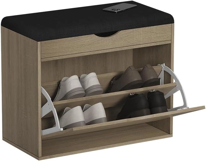 Vicco Panca scarpiera da ingresso Schufy, Sonoma, 60 x 51 cm con 2 scomparti