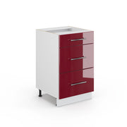 Vicco Mobiletto base per cucina Rosso bordeaux lucido 50 cm senza piano di lavoro