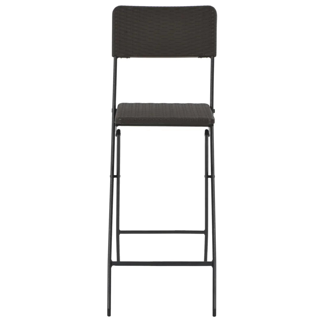Sgabelli da Bar Pieghevoli 2 pz in HDPE Acciaio Marroni Rattan cod mxl 64049