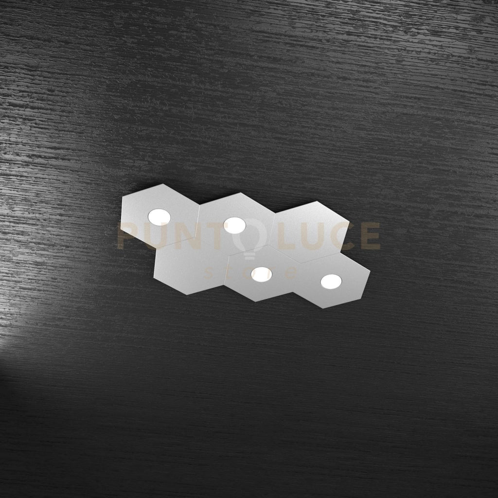HEXAGON APPLIQUE-PLAFONIERA 4 LUCI + 2 DECORATIVO GRIGIO 1142-4L2D-GR