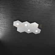 HEXAGON APPLIQUE-PLAFONIERA 4 LUCI + 2 DECORATIVO GRIGIO 1142-4L2D-GR