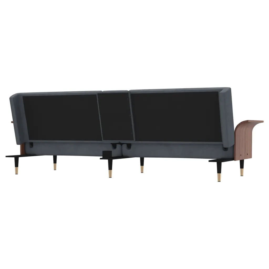 Divano letto | Sof¨¤ letto | Letto singolo con Portabicchieri in Velluto Grigio Scuro