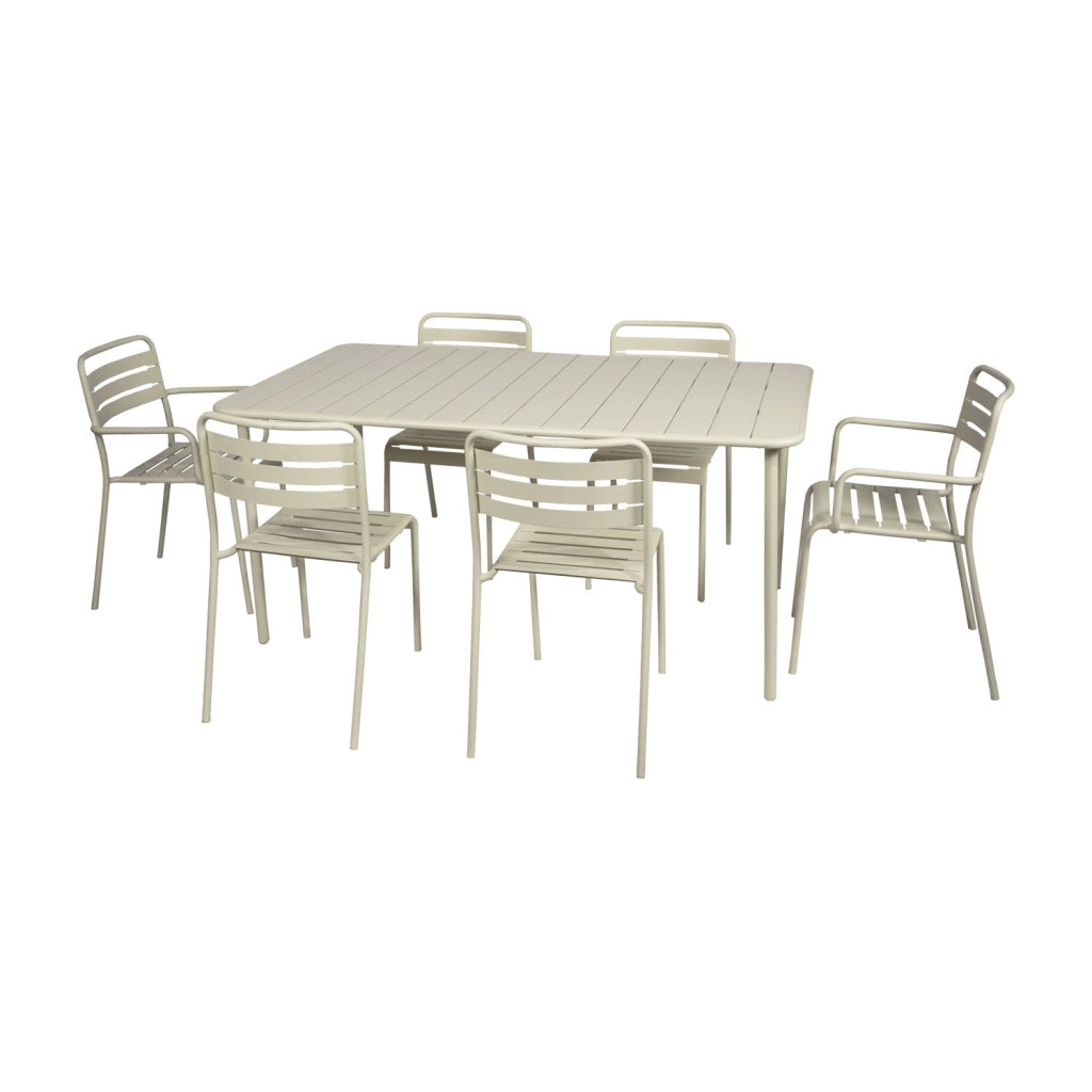 Tavolo da giardino in metallo 6-8 posti, 160cm, beige