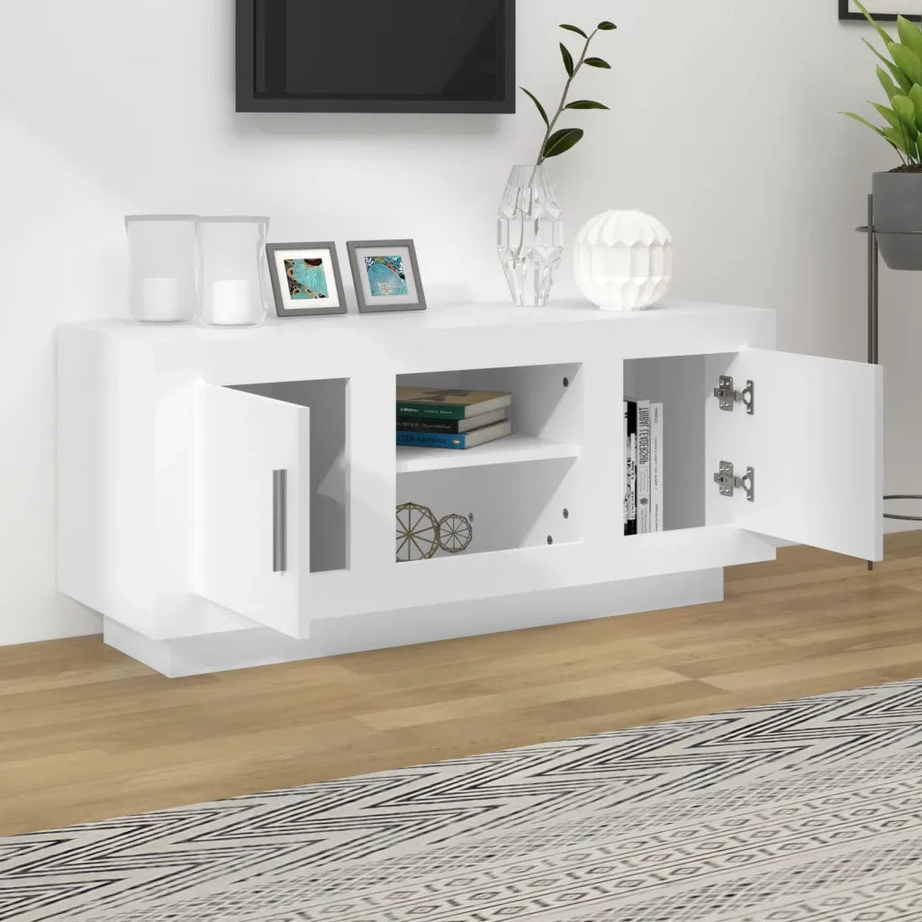 Armadietto TV Bianco 102x35x45 cm in Legno Multistrato