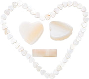 Polished Heart Beads - Ideali per Creare Gioielli - Bianco - Conchiglie Naturali - Adatto per Progetti DIY - 1 Scatola con 44 Pezzi