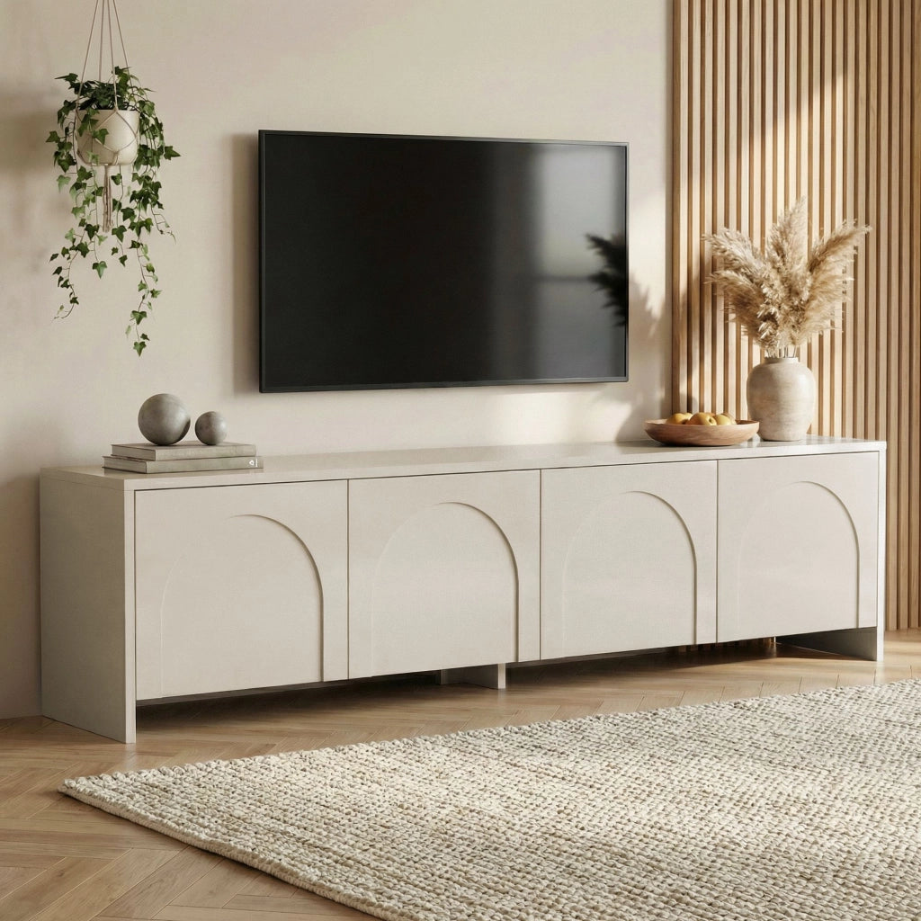 Porta TV in legno "Aurelia" - 180 x 32 x 45 cm - Crema