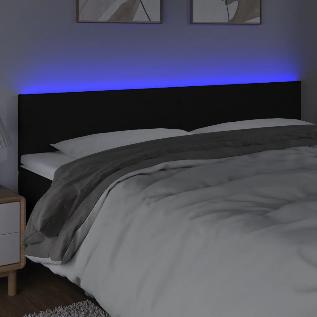 Testiera | Testata a LED Nera 200x5x78/88 cm in Tessuto