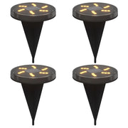 Set di 4 luci solari da giardino accessori per illuminazione da esterno 11 x 13 cm plastica nera 02_0056667