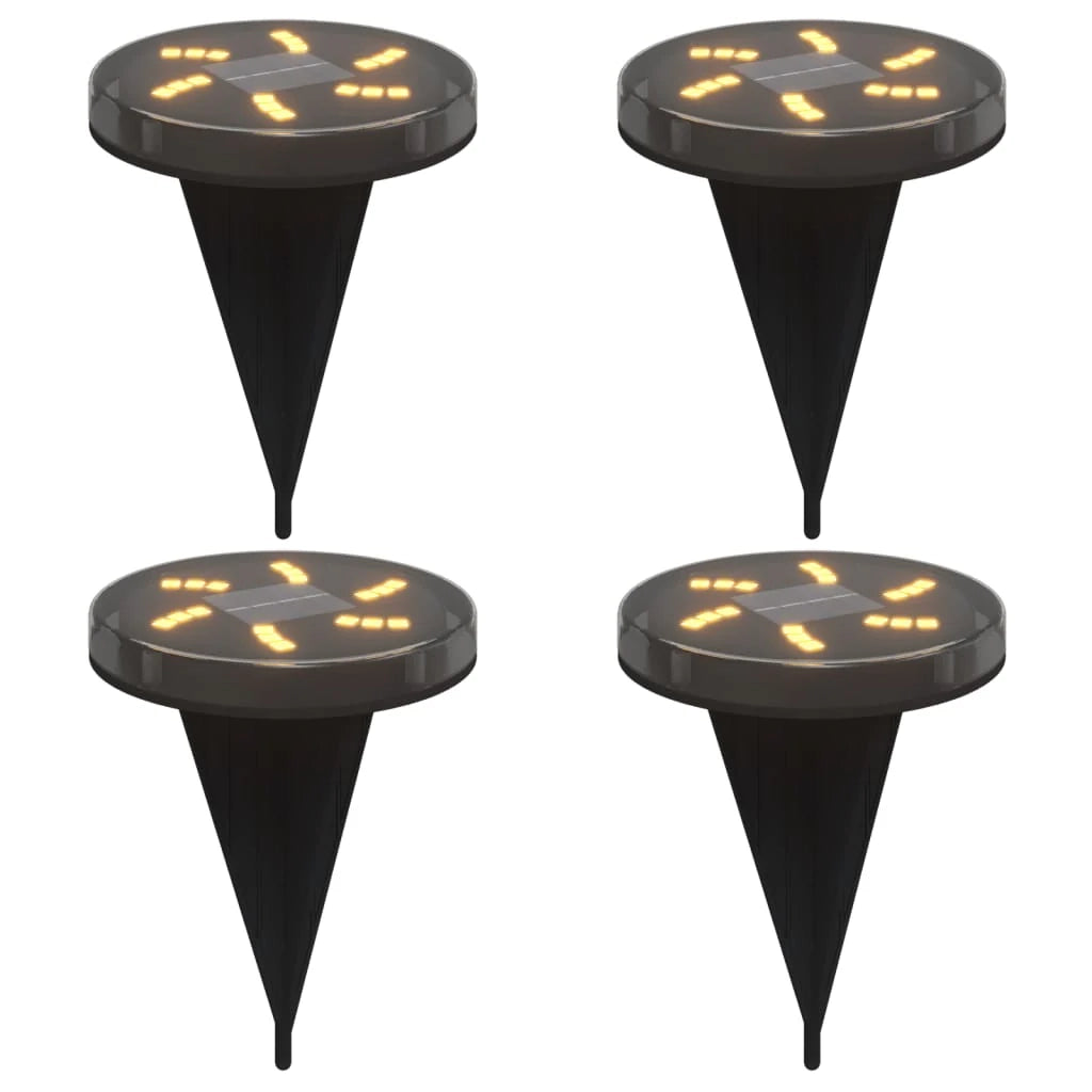Set di 4 luci solari da giardino accessori per illuminazione da esterno 11 x 13 cm plastica nera 02_0056667