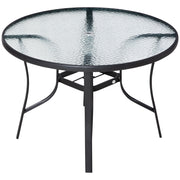 EasyComfort Tavolo da Giardino Rotondo con Foro per Ombrellone in Acciaio e Vetro, Ф106.5x71cm, Nero