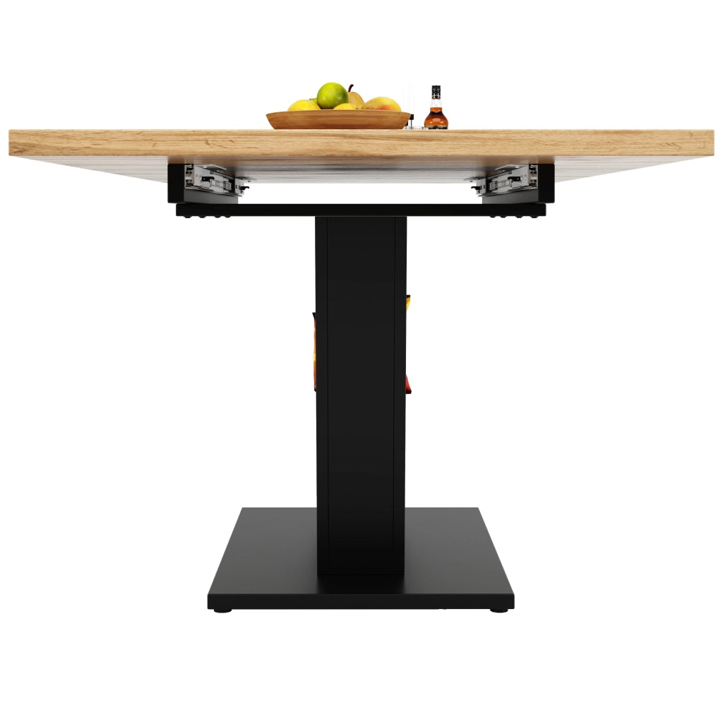 Tavolo da pranzo 118x70x75 cm; allungabile con gambe incrociate; MDF; nero e colore naturale
