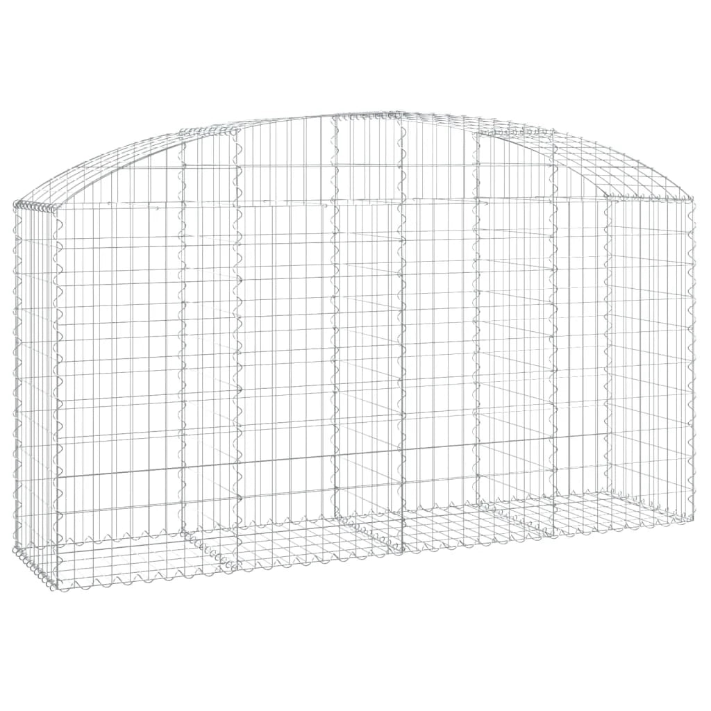 Cesto gabbione recinzione a gabbia muro di contenimento ad arco 200 x 50 x 100/120 cm ferro zincato argento 02_0040019