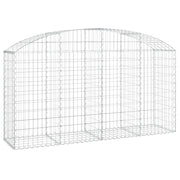 Cesto gabbione recinzione a gabbia muro di contenimento ad arco 200 x 50 x 100/120 cm ferro zincato argento 02_0040019