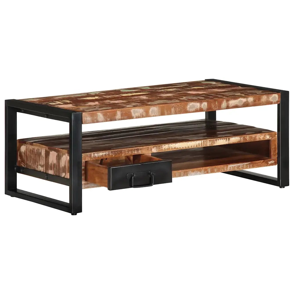 Tavolino Salotto Multicolore 90x50x36cm Legno Massello Recupero