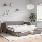 Divano Letto Estraibile con Cassetti Tortora 80x200 cm Tessuto 3196868