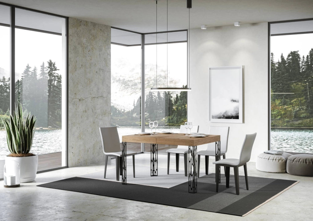 Tavolo Allungabile 140-244x90x77 cm Ghibli Quercia Natura Telaio Antracite