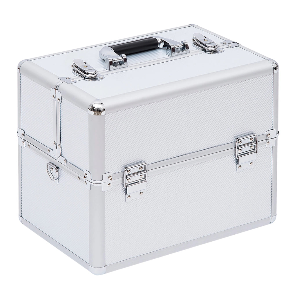 Mallette trucco a 3 livelli con chiavi ¨C zephmum ¨C argento 36.5x24x29 cm