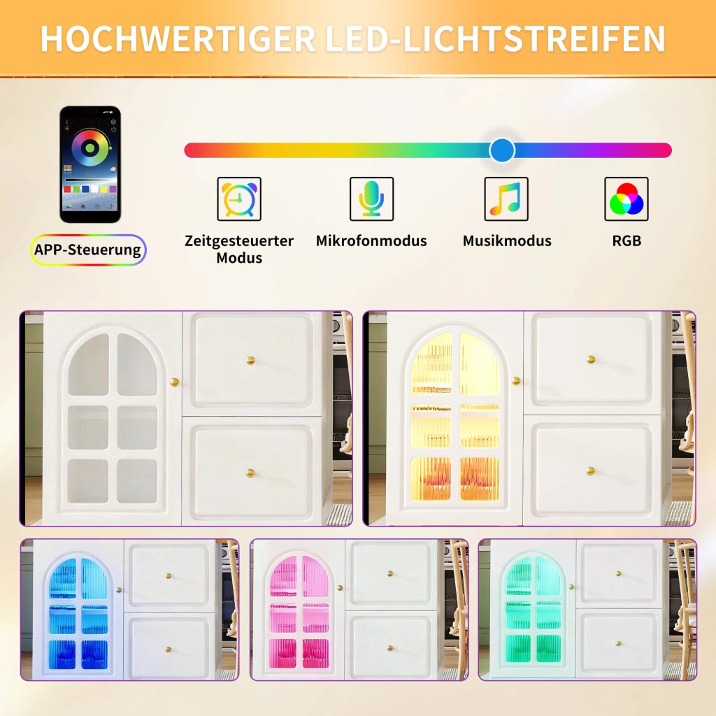ISOLA CUCINA ESTENSIBILE 122,5-195,5x59x93,5 cm MDF BIANCO con LED RGB