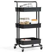 Carrello di servizio con ruote 42 x 35 x 87 cm portata fino a 60 kg pratico contenitore metallo nero 20_0011381