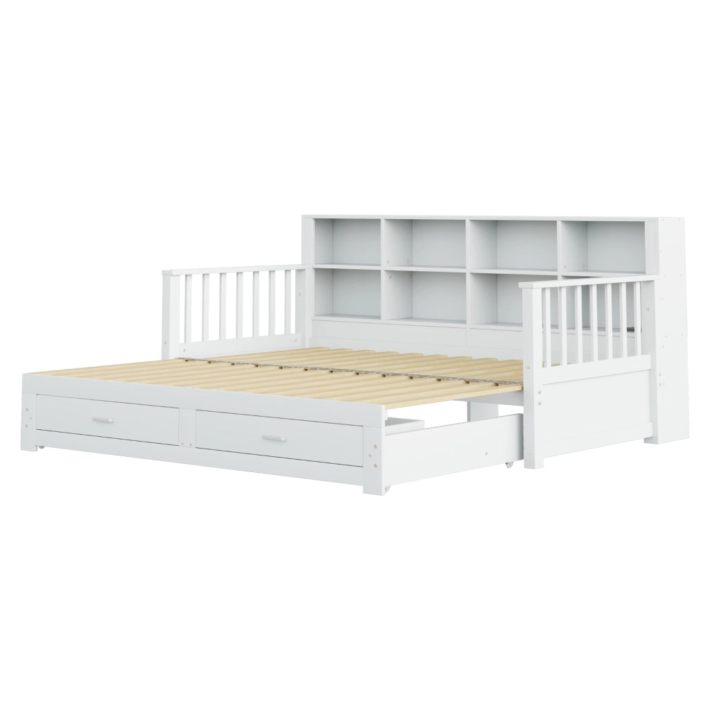 DIVANO LETTO ESTRAIBILE 90x190/180x190 CM LEGNO BIANCO