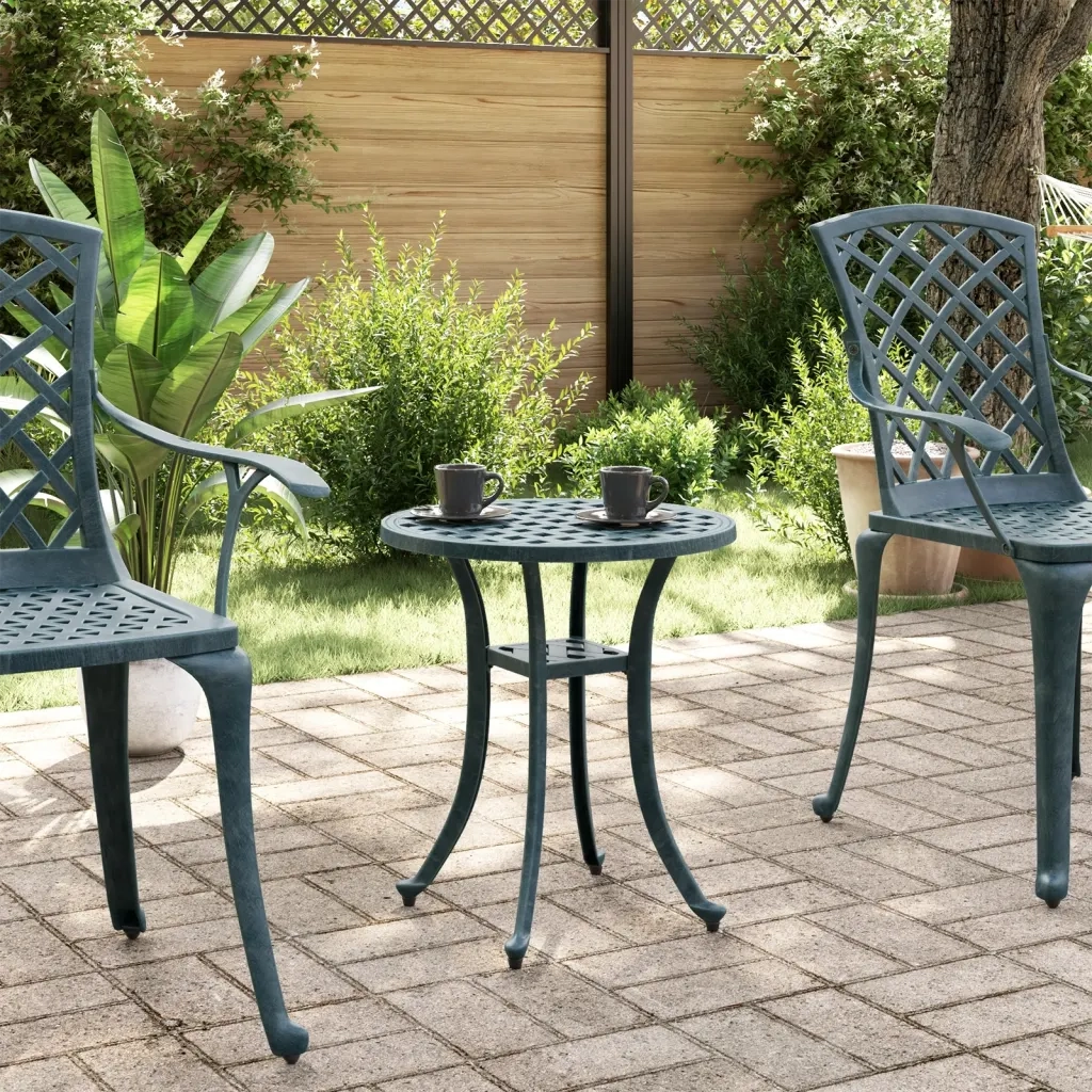 vidaXL Tavolo da Giardino Verde Ø48x53 cm in Alluminio Pressofuso