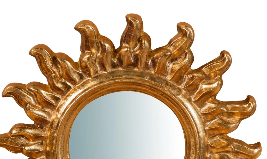 Biscottini Specchiera da parete in legno finitura foglia oro anticato L30xPR3xH30 cm Made in Italy
