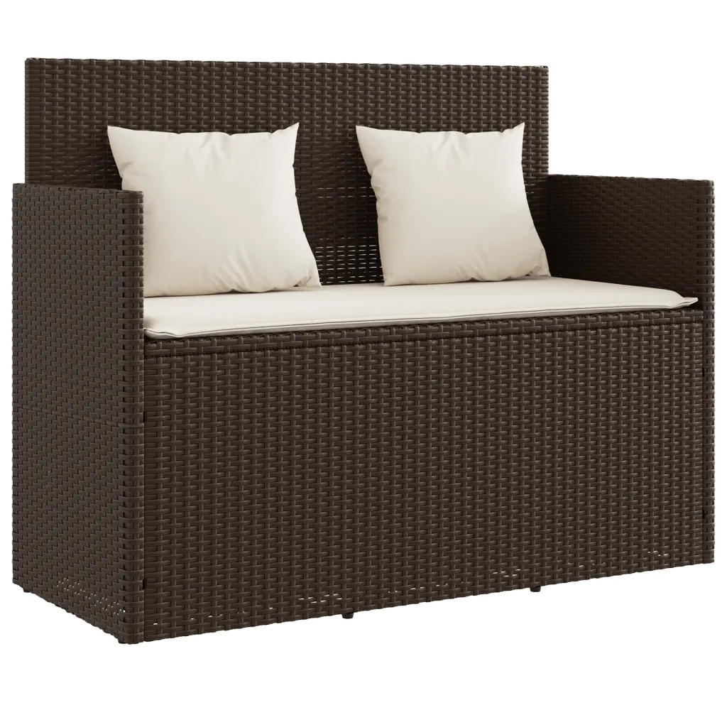 Panca da Giardino con Cuscini Marrone in Polyrattan 365762