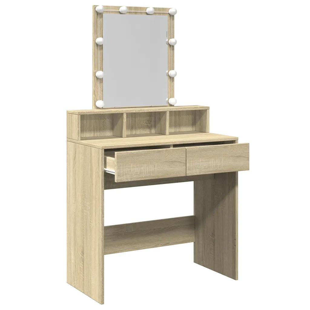 Toeletta | Tavolo da Trucco con LED Rovere Sonoma 80x41x144,5 cm