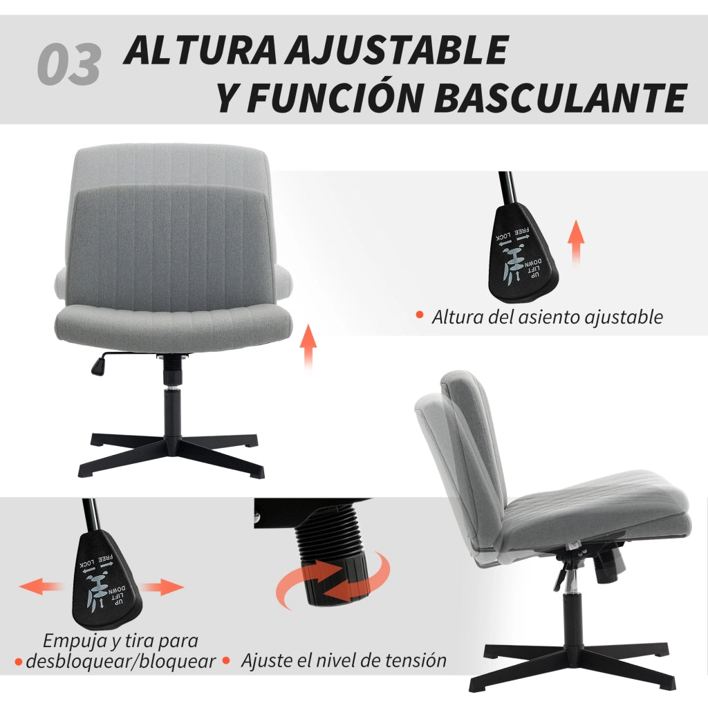 Sedia da Ufficio Girevole ¨C Xylo ¨C Seduta Larga Regolabile Senza Braccioli Grigio
