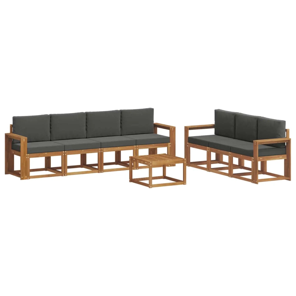 Set di divani da esterno con cuscino 8 pcs Naturale e Antracite