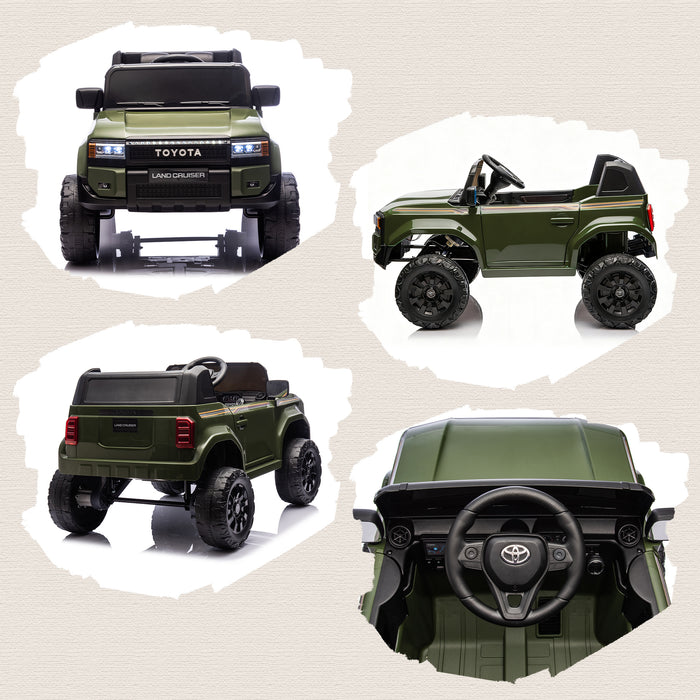 Macchina Elettrica per Bambini Toyota Land Cruiser 12V con Telecomando Età 3-6 Anni Verde