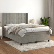 Giroletto a Molle con Materasso Grigio Chiaro 140x190cm Velluto 3132675