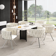 SEDIA Girevole 360° Set da 6 pezzi Beige in Velluto e Metallo