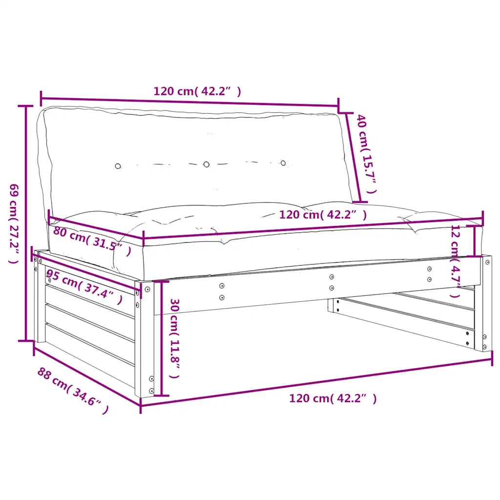 Divano Centrale 120x80 cm in Legno Impregnato di Pino 825764