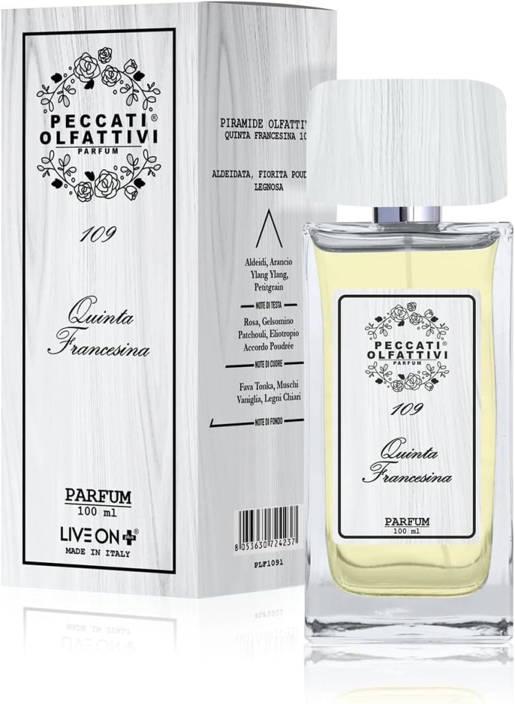PECCATI OLFATTIVI N.109 Profumo Donna Equivalente N°5 – Parfum 100 ml, 30% Essenza Pura, Fragranza Femminile Persistente e di Lunga Durata