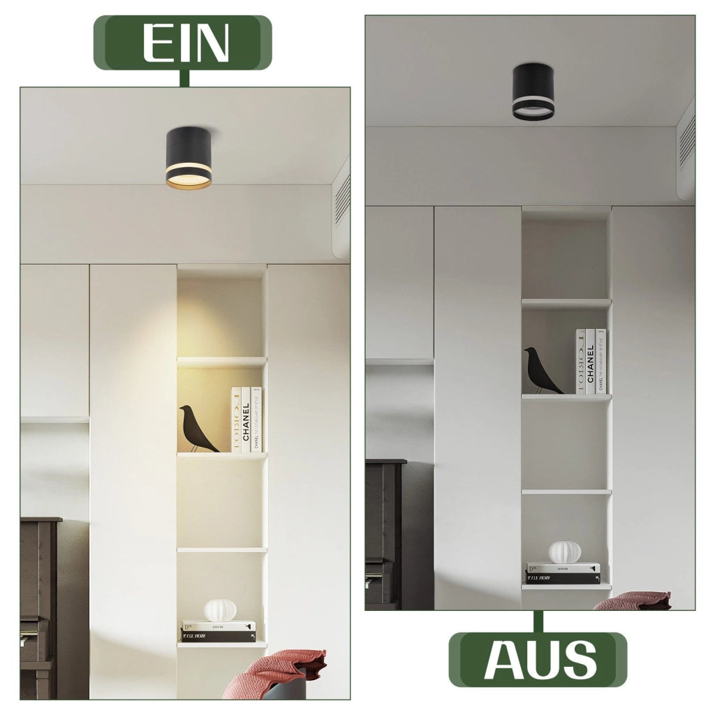 ZMH Faretto da soffitto LED neri rotondi da superficie 5W acrilico piccoli